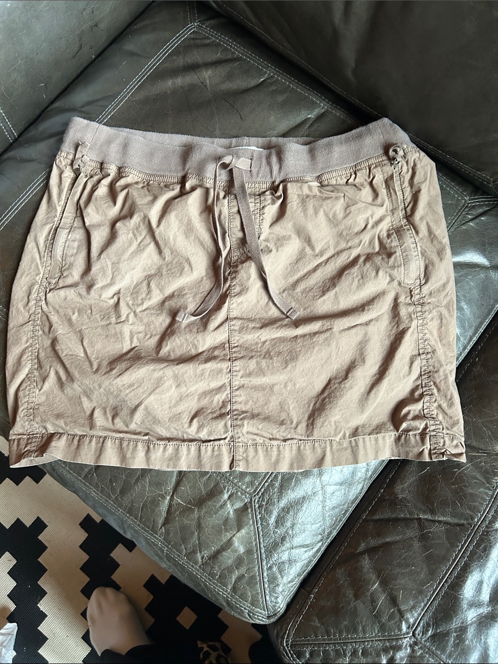 LOFT Brown Drawstring Mini Skirt